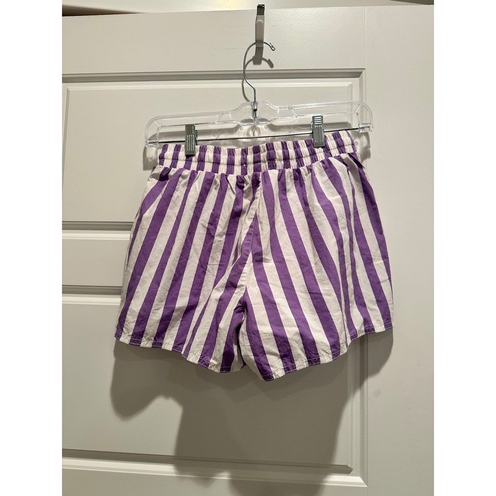 Urban Outfitters Purple White Striped Drawstring Boxer Style Shorts XS Beach - Picture 3 of 8